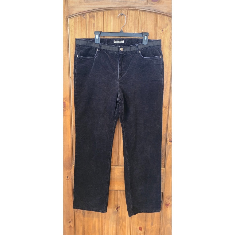 Crazy Horse Liz Claiborne Chino Pants Womens 16 Black Corduroy‎ Straight Stretch